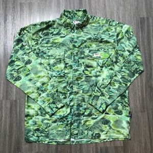 AQUA DESIGN Vented Long Sleeve Green Camo Fishing